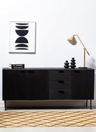 Black 3 Drawers & 3 Doors Sideboard Homekode 