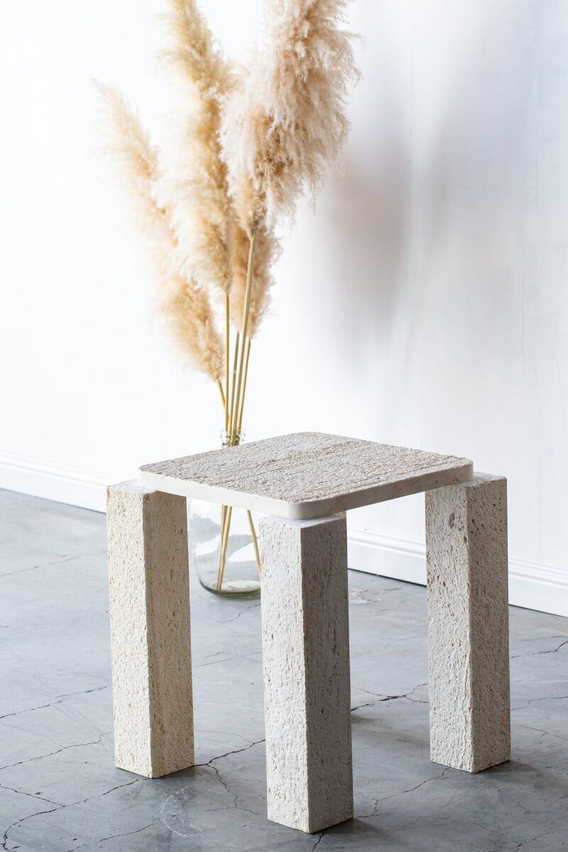 Penelope Organic Shaped Travertine Side Table Homekode 