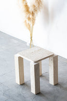 Penelope Organic Shaped Travertine Side Table Homekode 