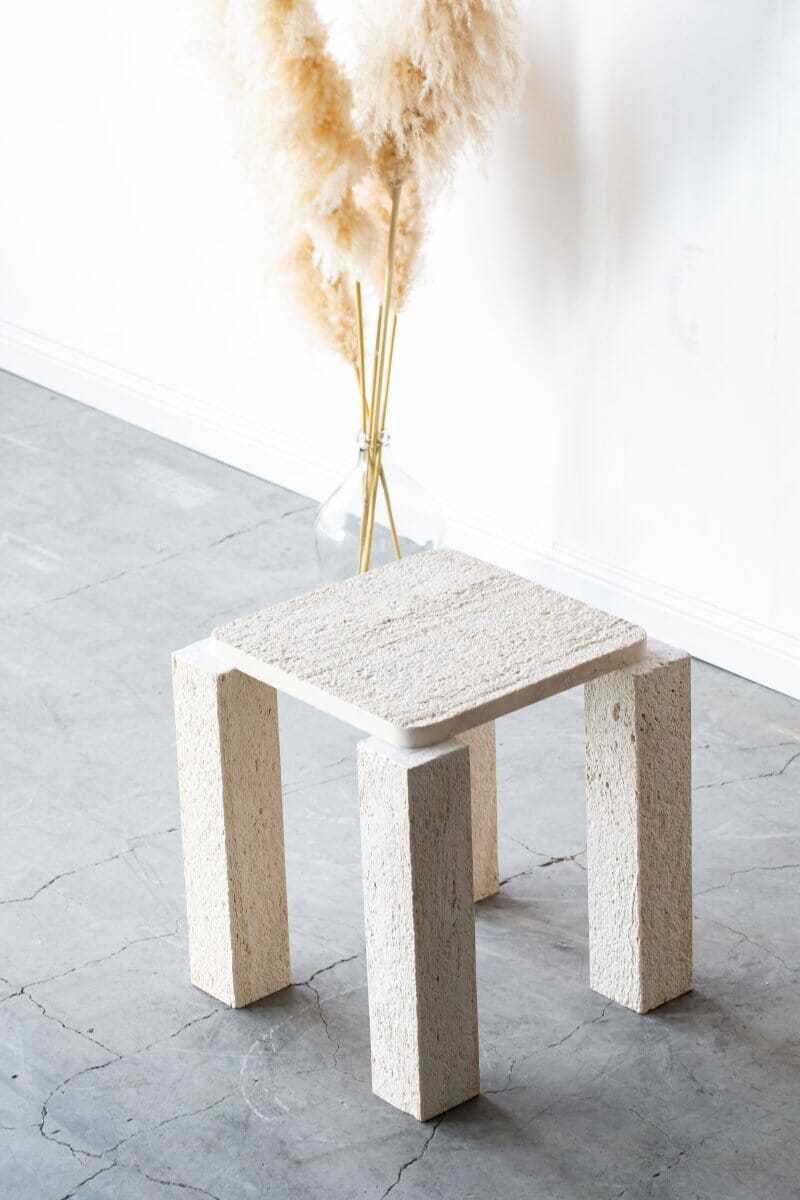 Penelope Organic Shaped Travertine Side Table Homekode 