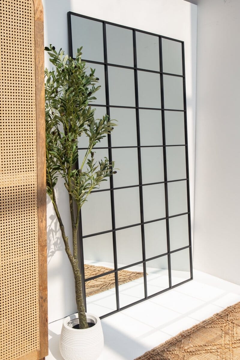 Large Rectangular Window Mirror XL Black Rectangular Window Mirror (210x120 CM) - Homekode