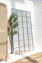 XL Brass Rectangular Window Mirror (210x120 CM) Mirrors Homekode 