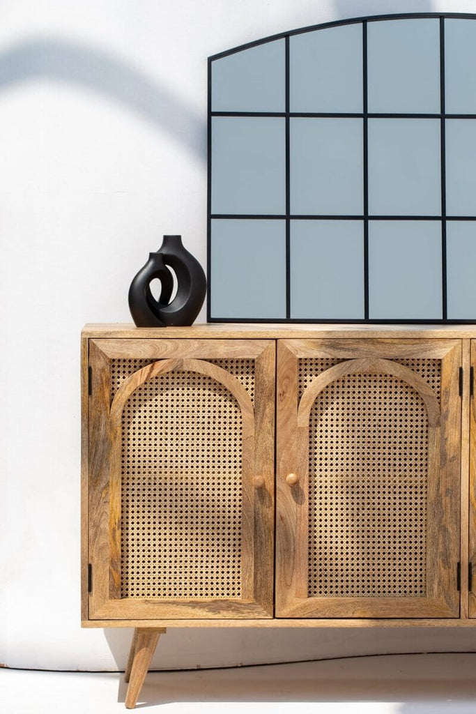 Oriana Four Doors Rattan Buffet with Arch Door Designs Homekode 