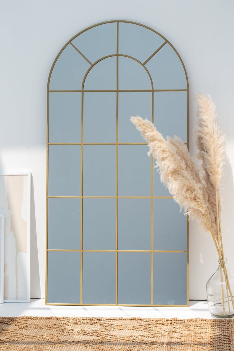 Astrid Gold Window Arch Full Length Mirror (200X100 CM) Mirrors Homekode 