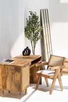 Austin Rattan Door Wooden Desk Homekode 