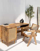 Austin Rattan Door Wooden Desk Homekode 