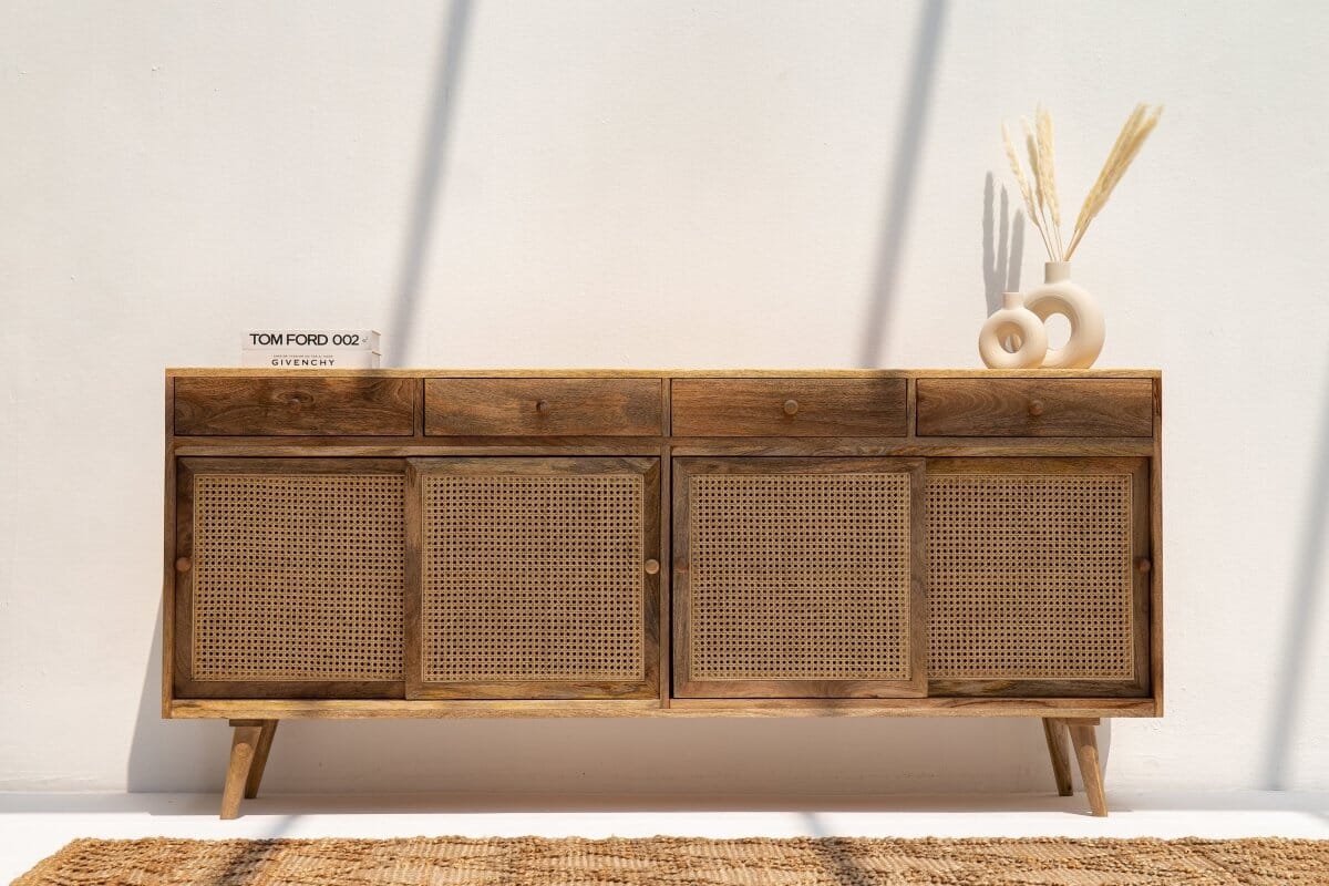 Monroe Rattan Four Doors Sideboard Homekode 