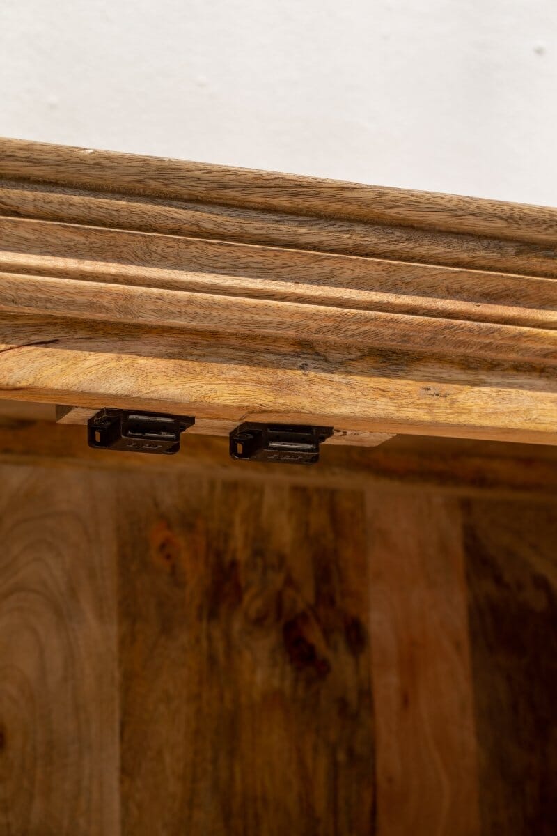 Ravenna Industrial Wooden Cabinet with Black Metal Doors Homekode 