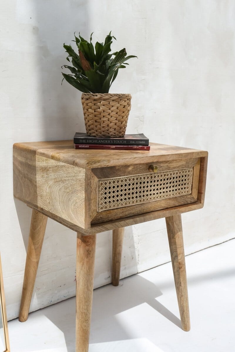 Rattan Drawer Side Table - Homekode