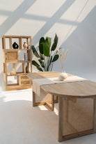 Ariana Wooden Dining Table with Rattan Legs Homekode 