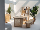 Ariana Wooden Dining Table with Rattan Legs Homekode 