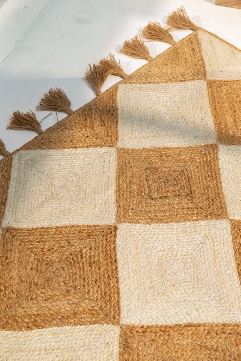 Lozenge Bleach - Natural Jute Rug (4 Sizes)