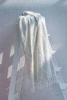 Off-White Cotton Fringes Throw Blanket (130x170 CM)