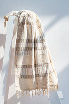 Beige & White Fringes Throw Blanket (125x150 CM)