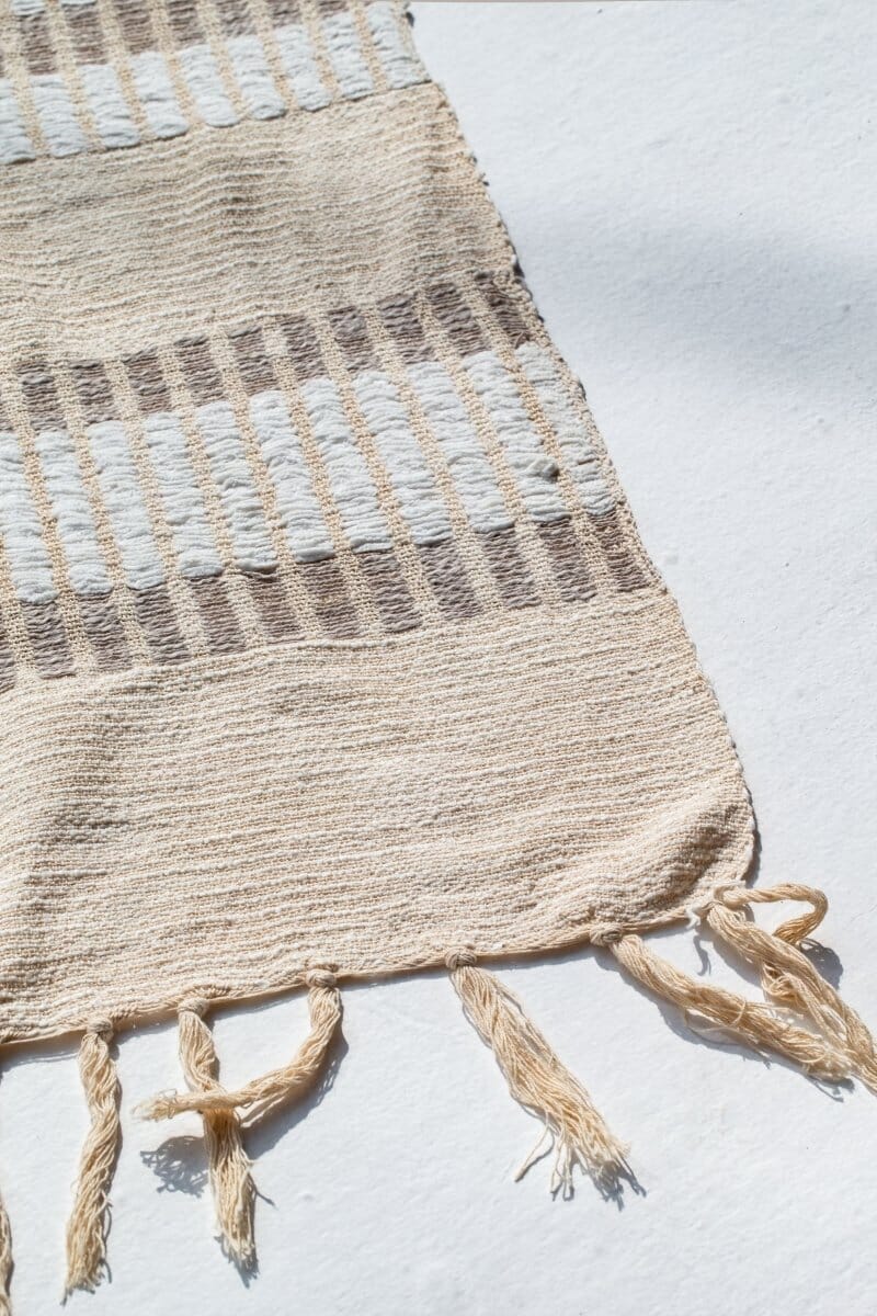 Beige & White Fringes Throw Blanket (125x150 CM)