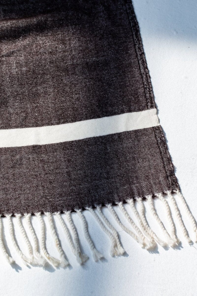 Burnt Brown White Striped Throw Blanket (140x150 CM)