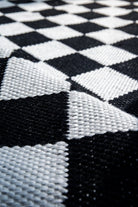 Monochrome Harmony - Checkered Black & White Woven Rug (3 Sizes)