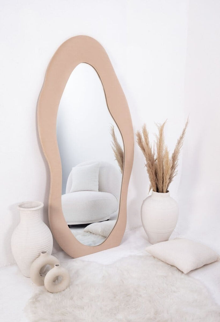 Mandy Beige Squiggly Flannelette Floor Mirror (2 Sizes) Mirrors Homekode 
