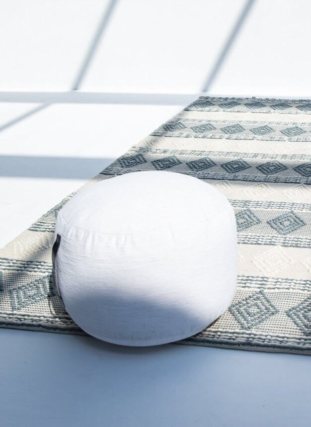 Cotton Light Weight White Pouf (50x50x30 CM)