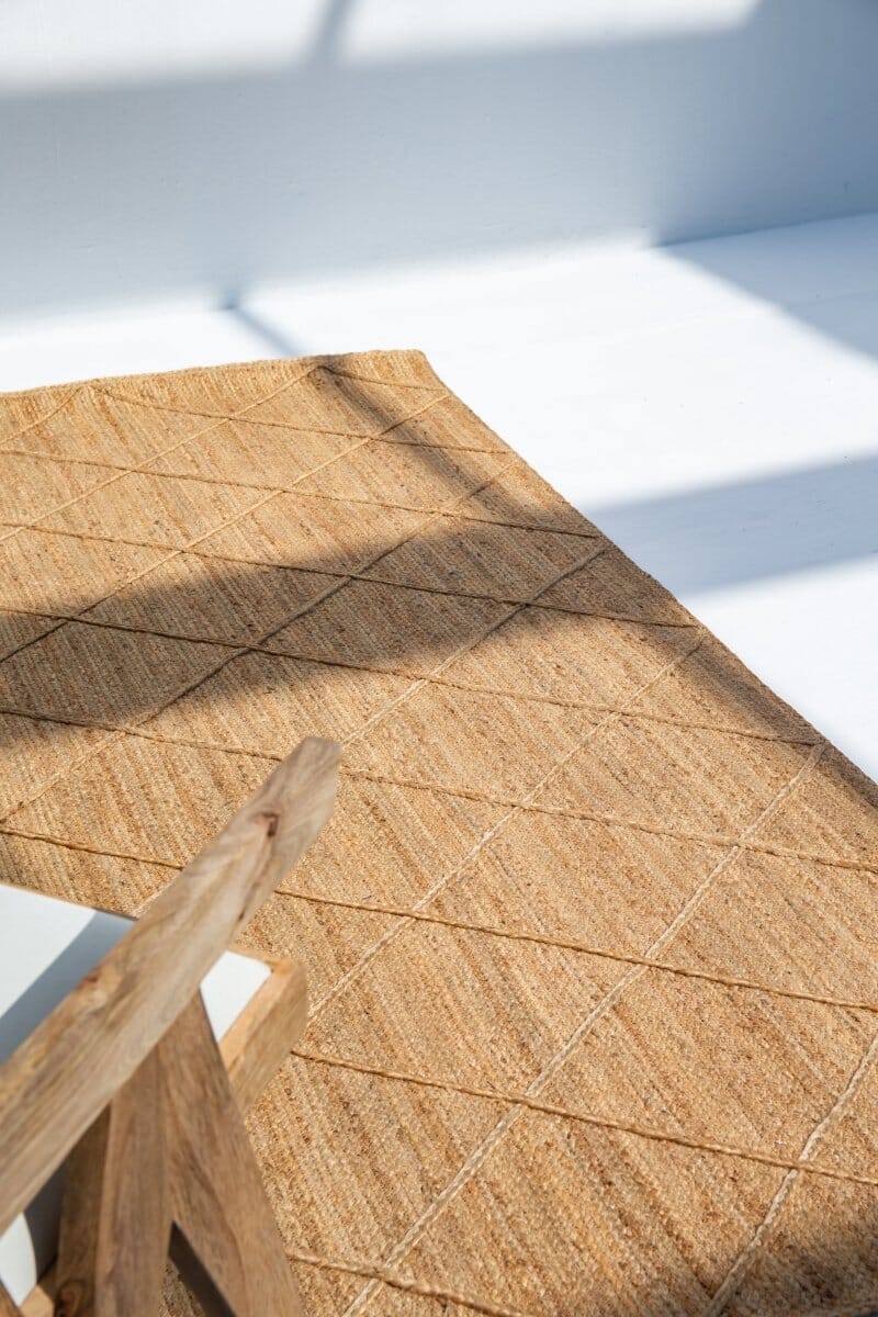 Jute Diamond Patterned Rug Natural Textured Design for Interiors – Homekode
