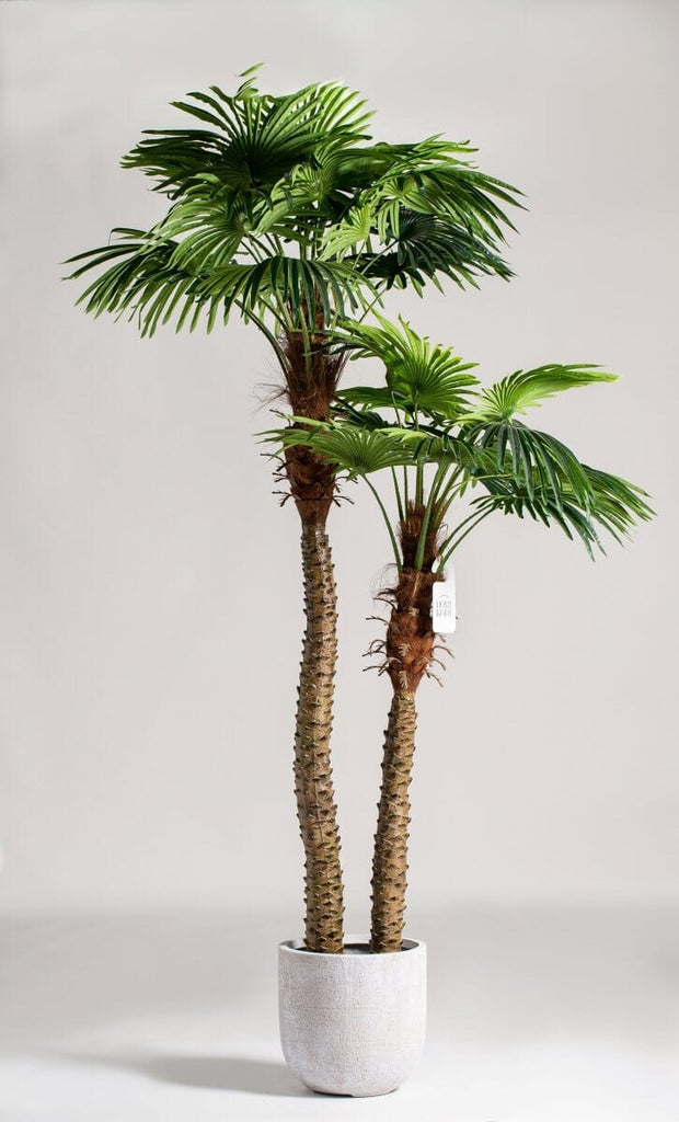Double Headed Artificial Faux Palm Tree