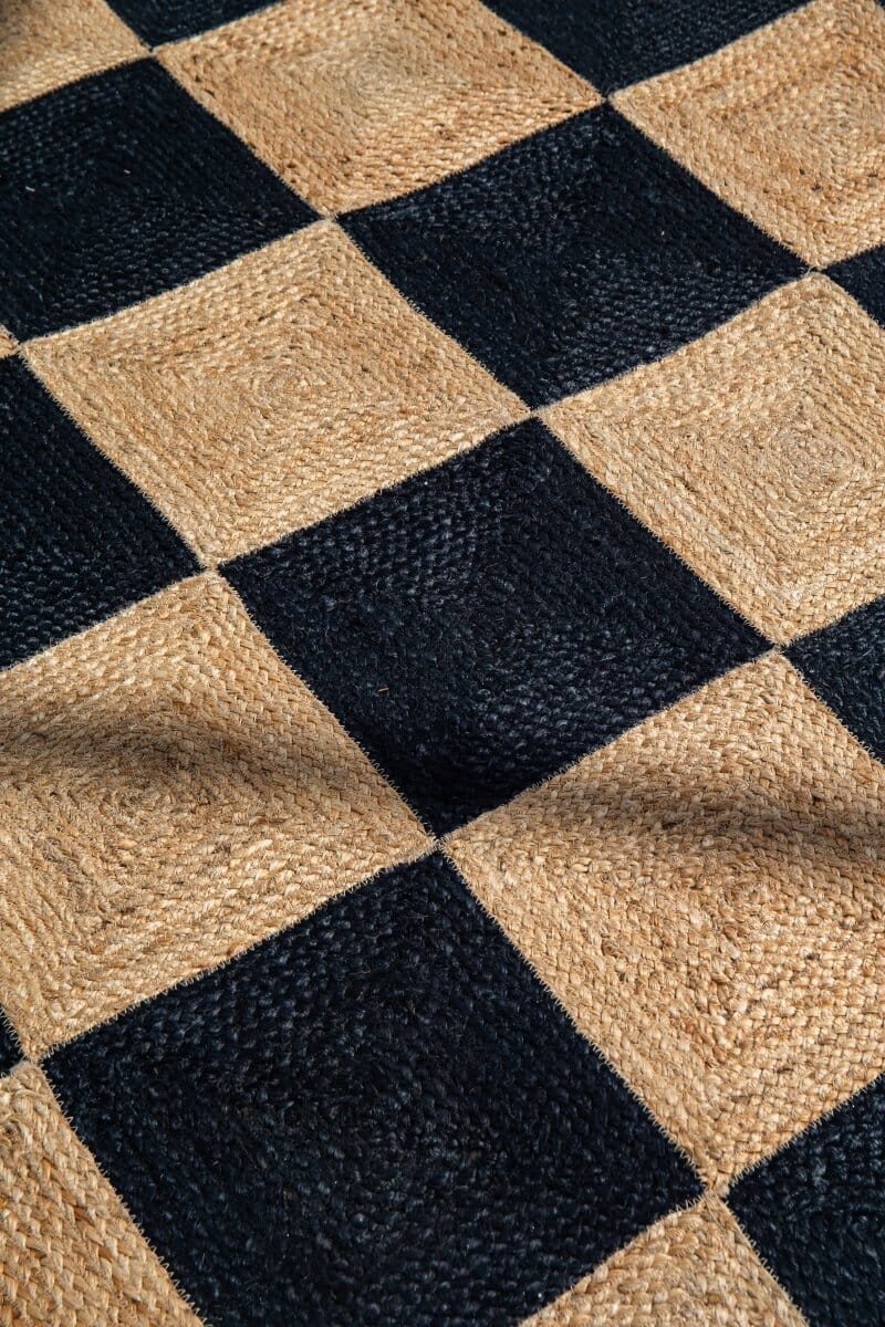 Lozenge Luxe - Black and Beige Jute Rug (5 Sizes)