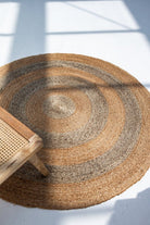 Tranquil Rounds - Gray and Beige Crochet Natural Round Jute Rug (2 Sizes)