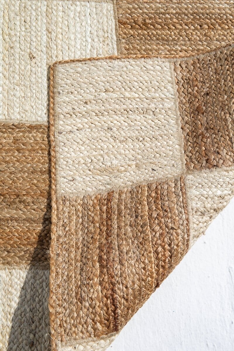 Checkered Naturale - Bleached Jute Rug (6 Sizes)