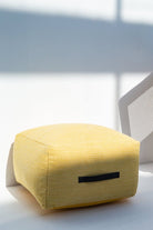 Yellow Mustard Rib Cotton Pouf (50x50x30 CM)