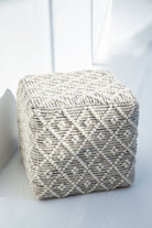 Boho Geometric Wool Pouf (40x40x40 CM)