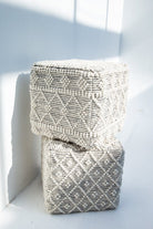 Boho Geometric Wool Pouf (40x40x40 CM)