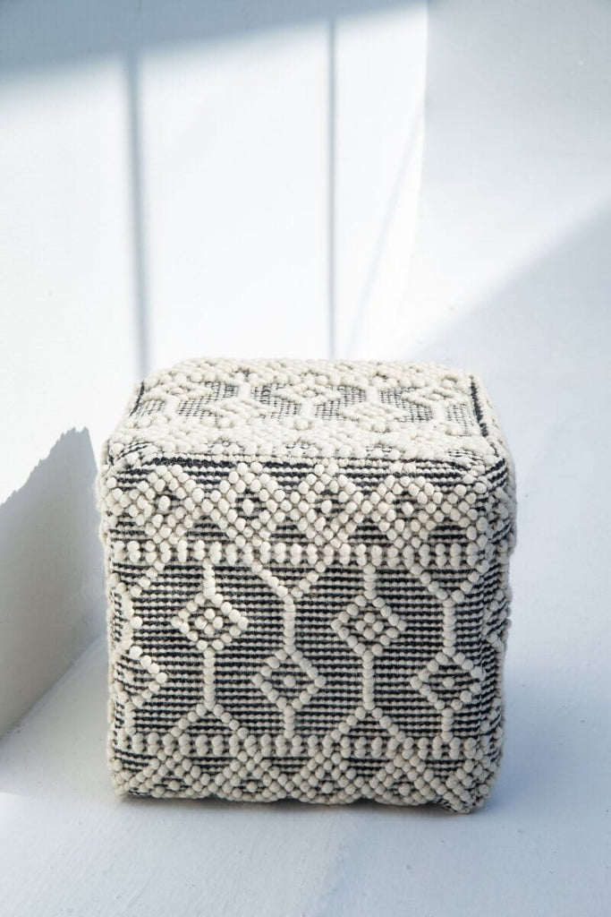 Boho Geometric Lozenge Wool Pouf (40x40x40 CM)