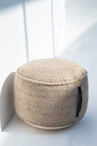 Beige Wool & Cotton Pouf (50x50x30 CM)