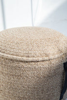 Beige Wool & Cotton Pouf (50x50x30 CM)