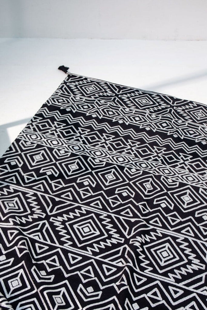 Modern Elegance - Black & Silver Digital Printed Rug (3 Sizes)