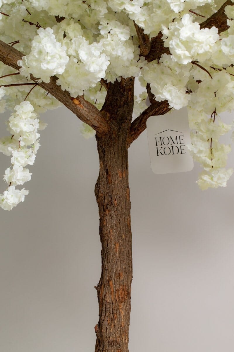 White Blossom Tree with Original Trunk &ificial Leaves (3 Sizes) Homekode 