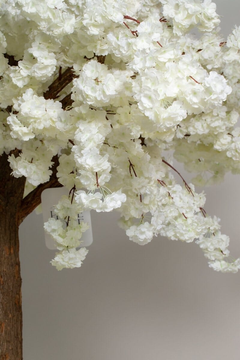 White Blossom Tree with Original Trunk &ificial Leaves (3 Sizes) Homekode 