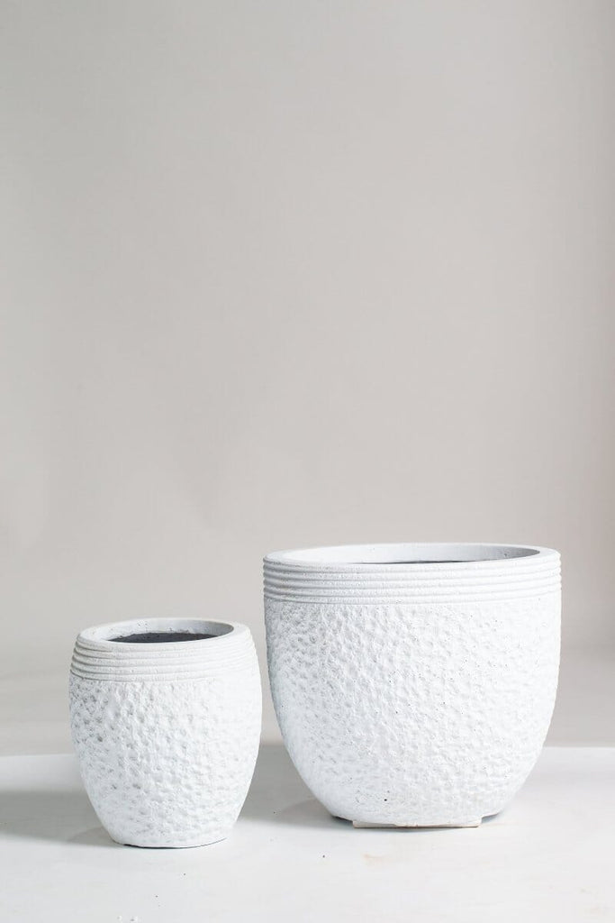 White Texture Ceramic Plant pot (3 Sizes) Homekode 