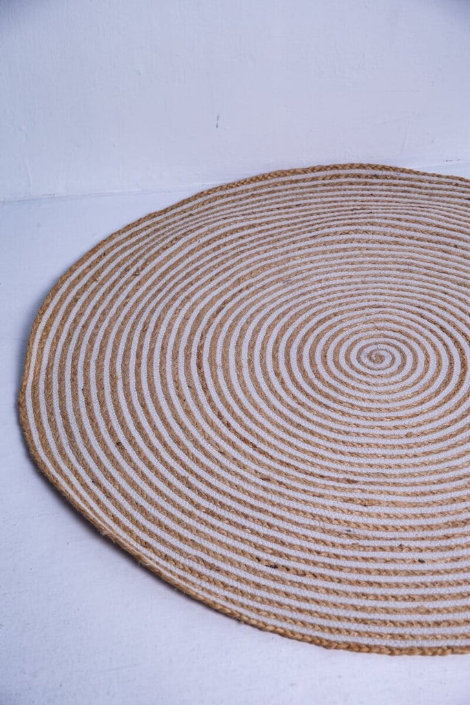 Ethereal Spiral - Natural & White Braided Rug (4 Sizes)