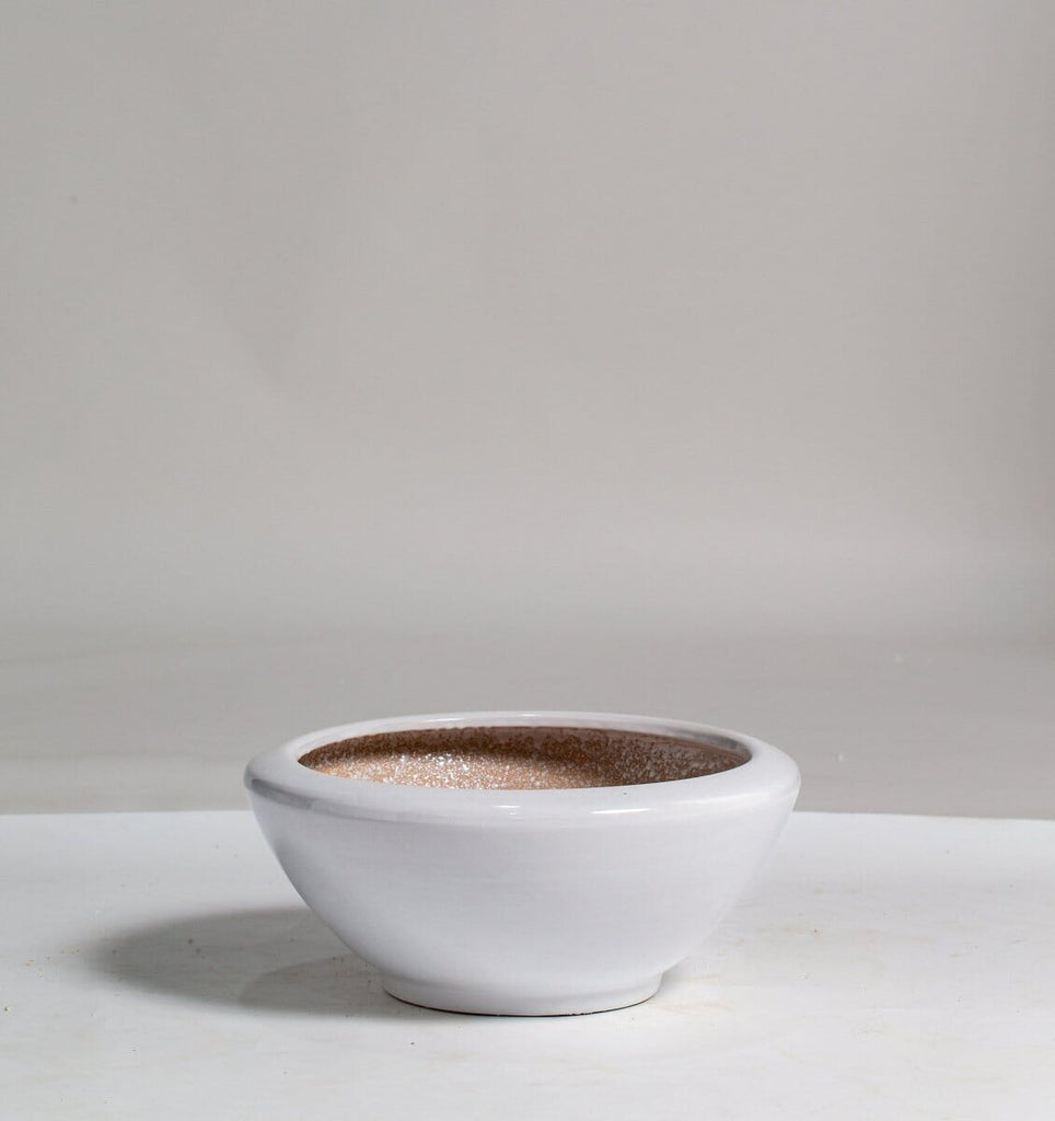 Ceramic White Flat Pot (3 Sizes Available) Homekode 