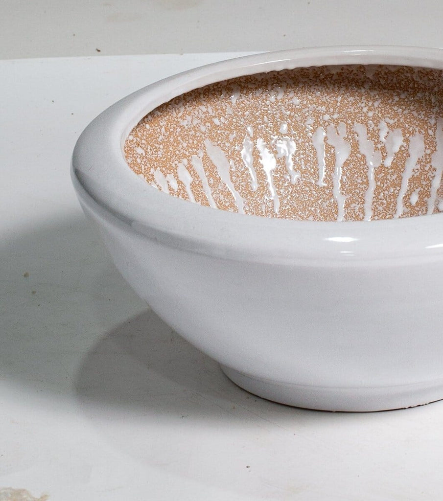 Ceramic White Flat Pot (3 Sizes Available) Homekode 