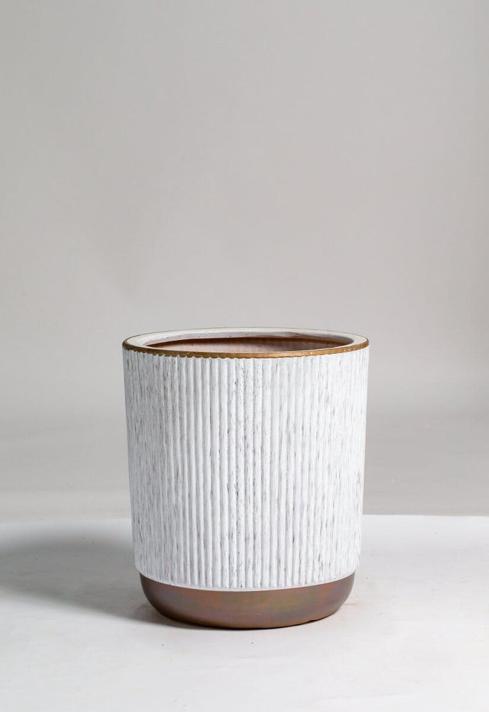 White & Gold Ceramic Pot (3 Sizes) Homekode 