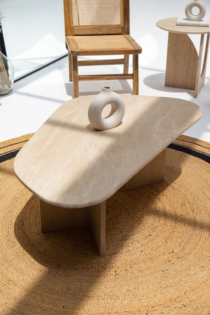 Travertine Irregular Coffee Table (L110xW67xH40cm) Coffee Tables Homekode 