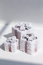 Set of 3 Light Up White Snowy Present Boxes Homekode 