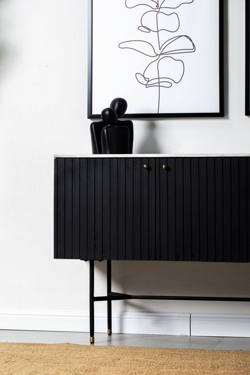 Caro Mango Wood Black Slat Sideboard (2 Sizes) Homekode 