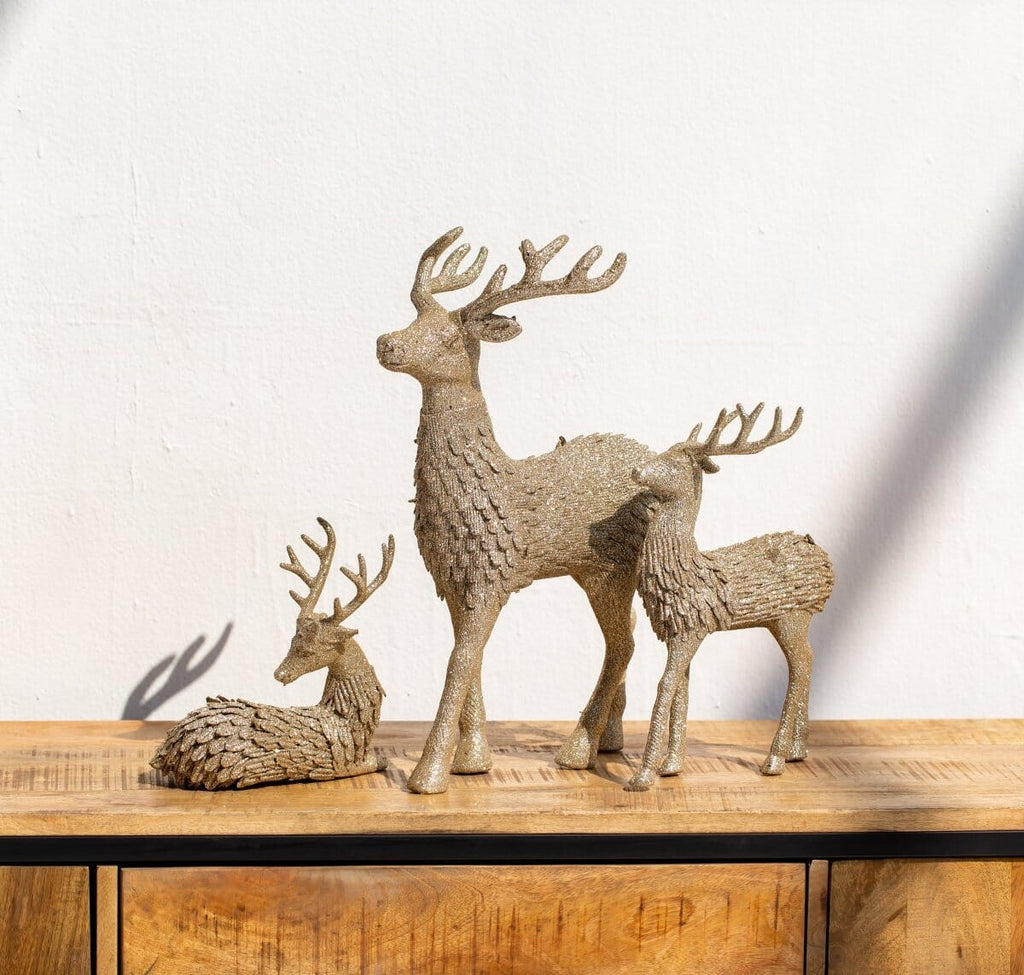Bronze Standing Sparkling Deer Decor