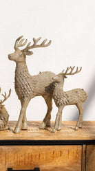 Bronze Standing Sparkling Deer Decor Homekode Set of 2 