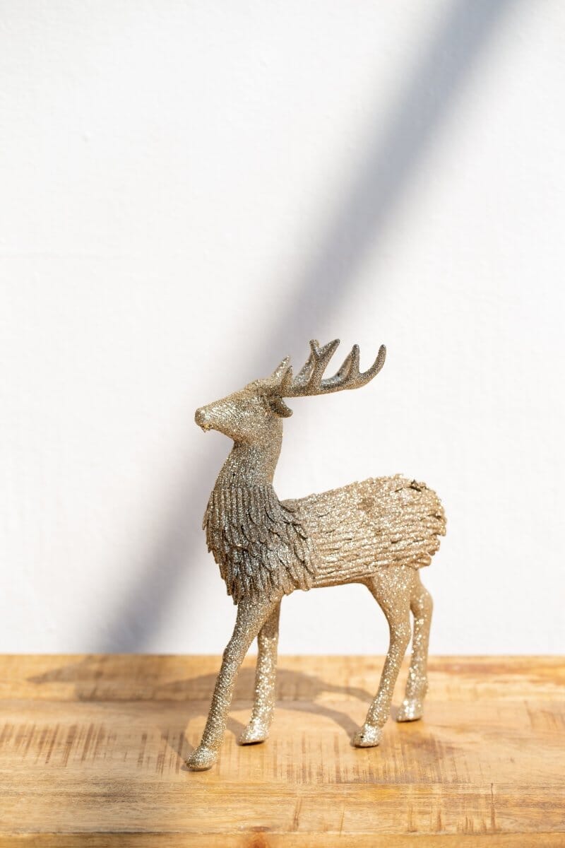 Bronze Standing Sparkling Deer Decor Homekode Small 