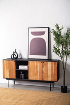 Blake Slat Wooden Sideboard with Black top Homekode 