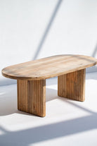 Oval Shape Wooden Coffee Table with Flat Legs Homekode 